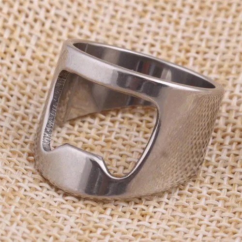 Vista 3 de INRENG - Anillo de acero inoxidable con abridor de botellas, para hombres y mujeres