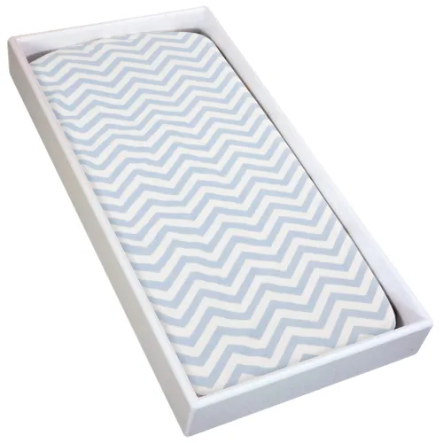 Vista 2 de Kushies Funda para cambiador para almohadilla de 1", 100% algodón transpirable, fabricada en Canadá, cheurón azul