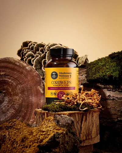 Vista 6 de Mezcla Cordyceps de bienestar de hongos con cápsulas Reishi: cápsulas orgánicas de hongos, suplemento en polvo de hongos, apoya el sistema