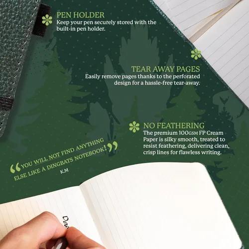Vista 3 de Dingbats* - Cuaderno Wildlife Squared Reporter A6 - Diario de bolsillo con tapa dura de cuero sintético PU para trabajo, viaje - Bolsillo, cierre