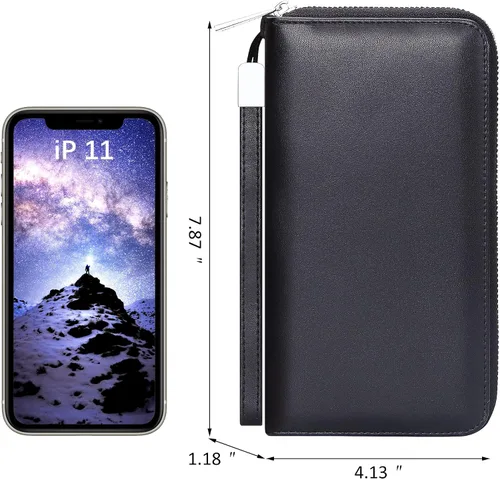 Vista 2 de OIDERY Cartera para tarjetas de crédito de gran capacidad para mujer, bloqueo RFID con correa extraíble