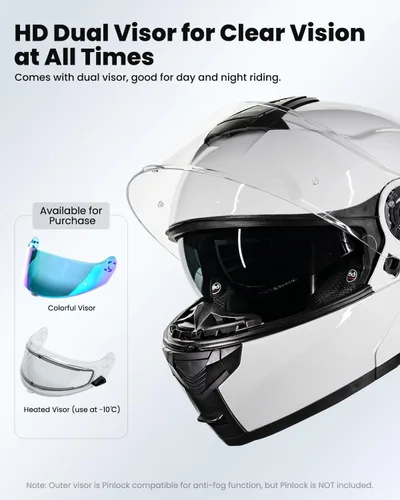 Vista 5 de ILM - Casco de motocicleta con Bluetooth, modular, intercomunicador para 2-3 conductores, abatible, de cara completa, con doble visera, aprobado por