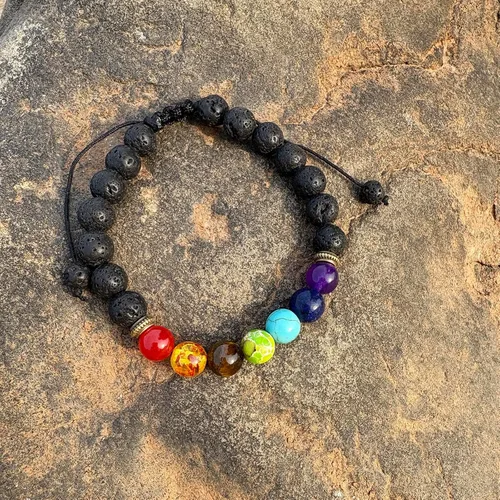 Vista 8 de LUBINGSHINE Pulsera de roca de lava de 0.315 in, cuerda trenzada de piedra natural, pulsera de yoga para hombres y mujeres