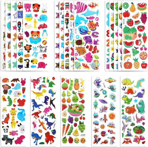 Vista 10 de SAVITA Adhesivos 3D para niños y niñas pequeños +500 paquete variado de calcomanías hinchadas para álbum de recortes, diario de viñetas, incluye