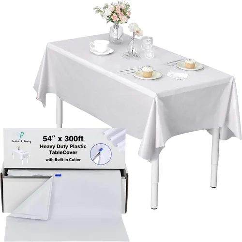 Vista 19 de Rollo de plástico para cubierta de mesa color verde manzana, 40 pulgadas x 100 pies, rollo de plástico resistente para cubierta de mesa de banquetes