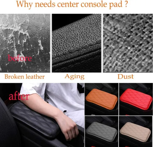 Vista 5 de Funda para Consola Central de Coche, Almohadillas para Reposabrazos de Consola, Cojín de Reposabrazos de Coche de Cuero PU, Protector de Almohadilla