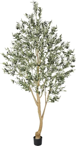 Vista 9 de Realead Árbol de olivo artificial de 6 pies, plantas de olivo sintético alto, árbol de seda de olivo falso en maceta con ramas y frutas, árboles