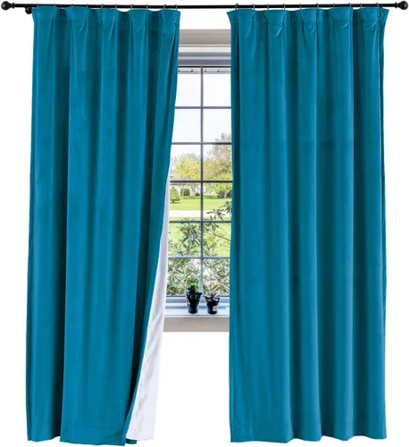 Vista 20 de cololeaf Panel de cortinas opacas de terciopelo con forro para cine en casa, cortina de ganchos planos para barra transversal o pista, 100 pulgadas
