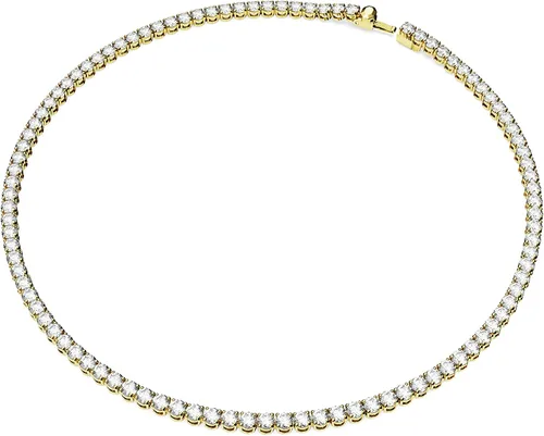 Vista 2 de Swarovski Matrix Tennis Necklace with Bright Blue Crystals on a Rhodium Finished Setting