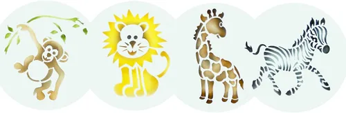 Vista 7 de Designer Stencils Jungle Animals Galleta, beige/semitransparente, se adapta a círculo de 3 pulgadas
