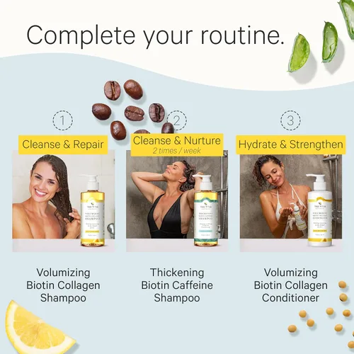 Vista 8 de Tree To Tub Paquete de champú y acondicionador de biotina voluminizadora, para un cabello más grueso, fuerte y brillante, formulado con colágeno