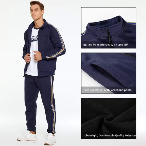 Vista 3 de AOTORR Conjunto deportivo de 2 piezas para hombre, conjunto deportivo de manga larga