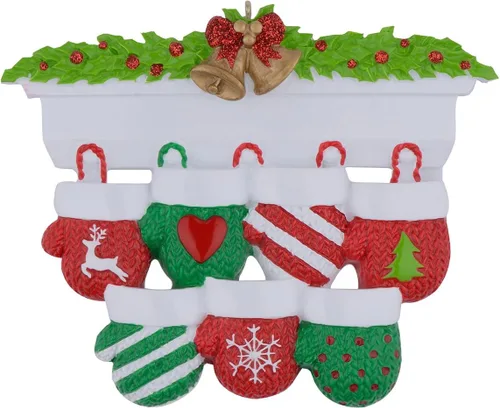 Vista 12 de MAXORA Adorno personalizado para árbol de Navidad de familia de 2 mitones 2023, tradición familiar, recuerdo de Navidad, colección de regalo