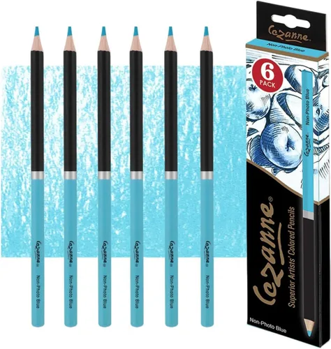 Vista 8 de Creative Mark Cezanne - Lápices de colores de alta calidad, sin foto, color azul, paquete de 6, lápices de dibujo altamente pigmentados, lápices