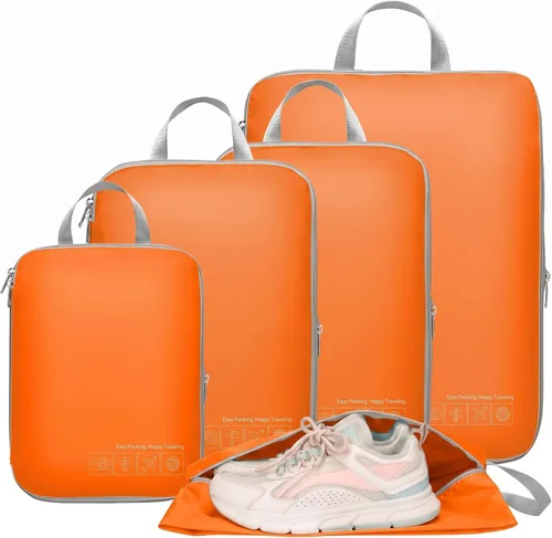 Vista 39 de Cambond - Cubos de compresión para viajes de mujer - Bolsas de viaje expandibles, organizadores de equipaje, esenciales de viaje, cubos de 01 Sandía