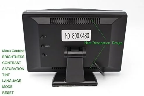 Vista 3 de Monitor de cámara de respaldo AHD 800x480 de 5 pulgadas, pantalla a color TFT LCD GreenYi-08, pantalla de dos entradas de video para cámara