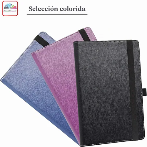 Vista 7 de Bige para tabletas TECLAST P26T/Vortex T10M Pro Plus de 10.1", soporte giratorio de 360 grados con cubierta de bonito patrón, color negro