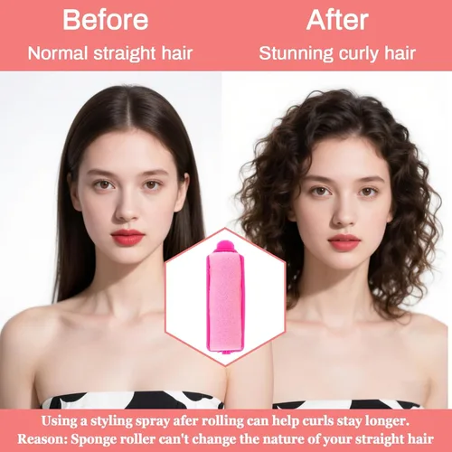 Vista 5 de MAQIHAN 40 rodillos de espuma para el cabello - rodillos de esponja de 0.98 pulgadas para rizadores de cabello sin calor para cabello corto/largo