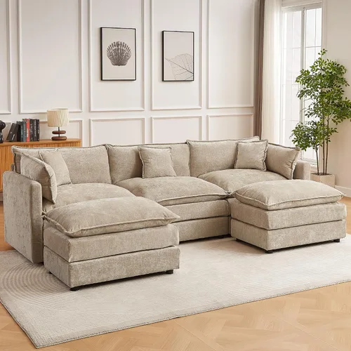 Vista 23 de Sofá modular seccional, juego de sofá en forma de L de 77 pulgadas con reposabrazos, cómodos sofás de nube de 2 plazas para sala de estar