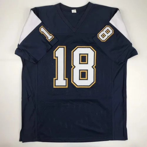 Vista 4 de Camiseta de fútbol azul oscuro de Charlie Joiner HOF 96 San Diego con Autógrafo y Firmado JSA COA