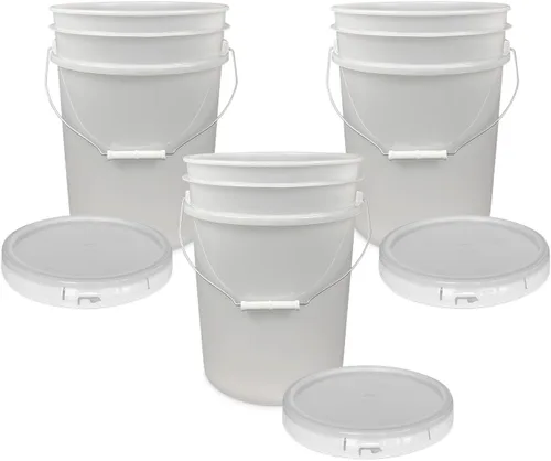 Vista 33 de Cubo de 5 Galones con Tapa Hermética Fabricado en EE. UU. Grado Alimenticio Plástico Premium HPDE Resistente Cubo Multiusos Duradero de 90