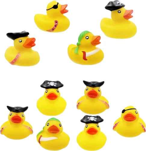 Vista 2 de Juguete de pato de goma pirata de San Patricio, paquete de 6 patos para niños, proyectos de cumpleaños de baño, regalos para baby showers, aula