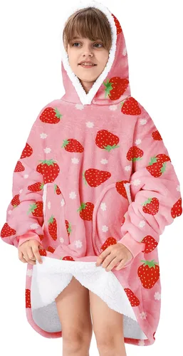 Vista 34 de Zando Manta con Capucha Ponible Manta para Niños y Adultos Manta Cómoda con Capucha Sudadera de Gran Tamaño Sherpa Forro Polar