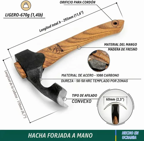 Vista 2 de BeaverCraft Adze de hacha forjada para tallado de madera - Adze curva para carpintería AX2 con mango de madera para canaleta de cuenco - Herramienta