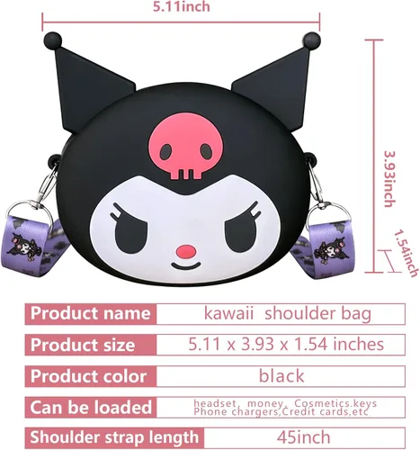 Vista 6 de CZZLYJ Kawaii Kitty Bag, Cute Cartoon Shoulder Bag with Zipper, Anime Wallet Purse with Lanyard, Kitty Cat Accessories for Girls Birthday Gifts