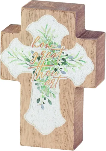 Vista 7 de Dicksons Footprints Classic White - Cruz de mesa de madera envejecida de 2.75 x 4 pulgadas, color blanco