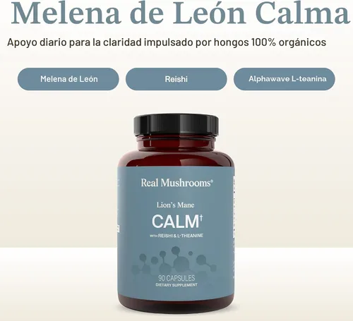 Vista 3 de Fórmula tranquila de hongos reales con melena de león y reishi, 90