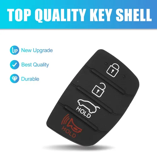 Vista 9 de X AUTOHAUX 4 botones de coche remoto Fob caso cubierta inserto de goma teclado teclado reemplazo para Hyundai