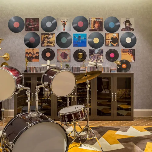 Vista 3 de Calcomanías de pared para decoración de discos de vinilo, 8 unidades, pósteres de cubierta de álbum de CD de 8.7 pulgadas, discos de vinilo