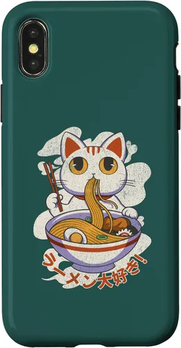 Vista 5 de Funda linda para iPhone 11 Chinese Lucky Cat Eating Ramen noodle lover anime Japón