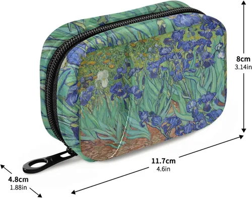 Vista 3 de Naanle Irises Van Gogh - Pastillero de 7 días, organizador de pastillas de viaje con cremallera, funda semanal portátil, tamaño compacto