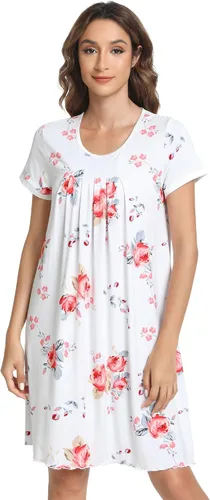 Vista 21 de NACHILA Nightgowns for Women-Viscose Made from Bamboo, Pleated Sleepwear. A-aqua Green