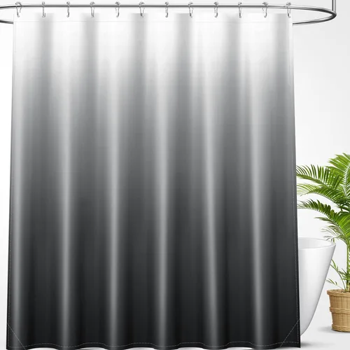 Vista 11 de OLANLY Juego de cortinas de ducha de lujo beige y blanco degradado con 12 ganchos, cortinas de ducha decorativas impermeables y lavables para baño