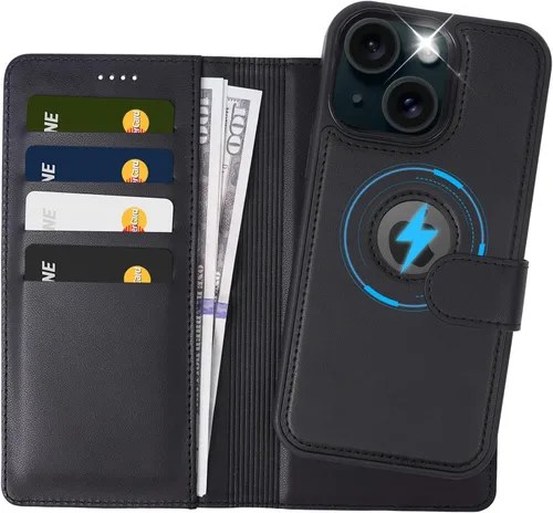 Vista 12 de Funda de piel sintética 2 en 1 para iPhone 13 PRO MAX, funda de piel sintética desmontable con soporte para tarjetas, funda extraíble con bloqueo