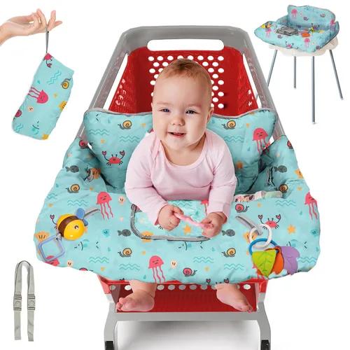 Vista 10 de PILLANI Asiento de carrito de compras para bebé, funda de silla alta para asiento de restaurante - Funda de carrito de comestibles para bebé niña