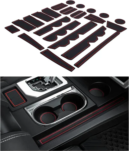 Vista 12 de Portavasos Insertos de bolsillo de puerta para Toyota Tundra 2014-2021 Negro (Black Trim)