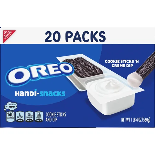 Vista 17 de Handi-Snacks OREO - Paquetes de bocadillos para salsa de galletas y creme, 20 paquetes de aperitivos