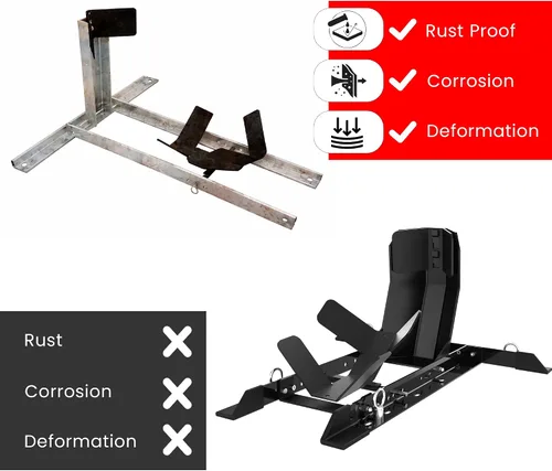 Vista 5 de GRAND PITSTOP Calzo de rueda universal para soporte de motocicleta para remolque, completamente ajustable, desmontable y plegable (negro)