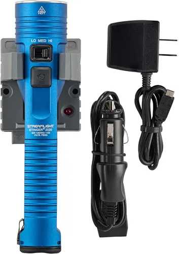 Vista 2 de Streamlight 78131 Stinger 2020 Linterna profesional recargable de 2000 lúmenes con 120 V CA/12 V CC 1 cargador de soporte, azul