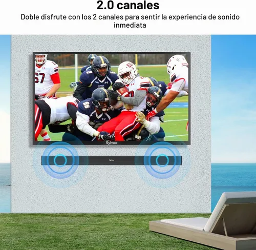 Vista 5 de SYLVOX Barra de sonido impermeable al aire libre para TV, barra de sonido Bluetooth IP65 con control remoto, sonido potente de 60 W, envolvente 3D