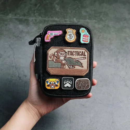 Vista 2 de Sayram EDC - Organizador de bolsa pequeña para multiherramienta, bolsa táctica de nailon con panel de parches de bricolaje con anillo en D, bolsa