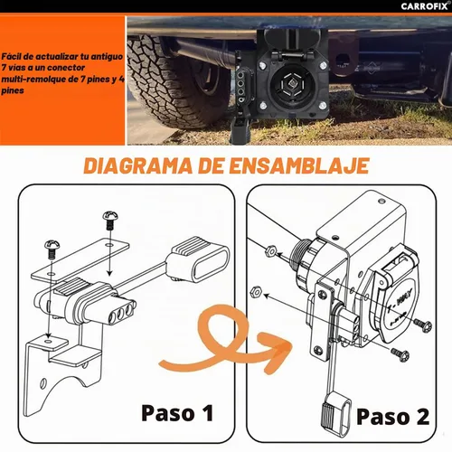Vista 3 de Kit de Conector Adaptador de Cableado de Remolque Universal de 4 Vías Planas a 7 Vías Hoja para RV y 4 Vías Planas Hembra