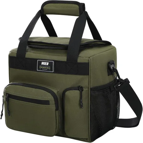 Vista 14 de MIER - Lonchera grande de 18 litros para hombres y mujeres, con aislamiento para 30 latas, color verde militar