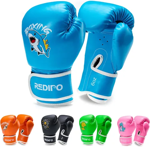 Vista 9 de Guantes de boxeo para niños, guantes de entrenamiento de boxeo juvenil para niños y niñas de 3 a 9 años, guantes de lucha de 4 y 6 OZ, manoplas