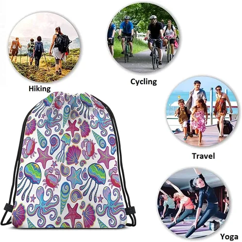 Vista 7 de Beabes Bolsas con cordón de unicornio, mochila y bolsa de gimnasio con cordón, Multi-a63, Mochilas de viaje