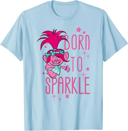 Vista 86 de DreamWorks Trolls Camiseta Born to Sparkle Negro
